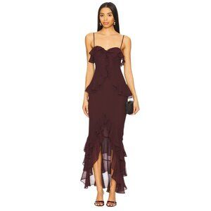 Lovers and Friends Melissa Gown in Wine Red Small New Womens Maxi Gown